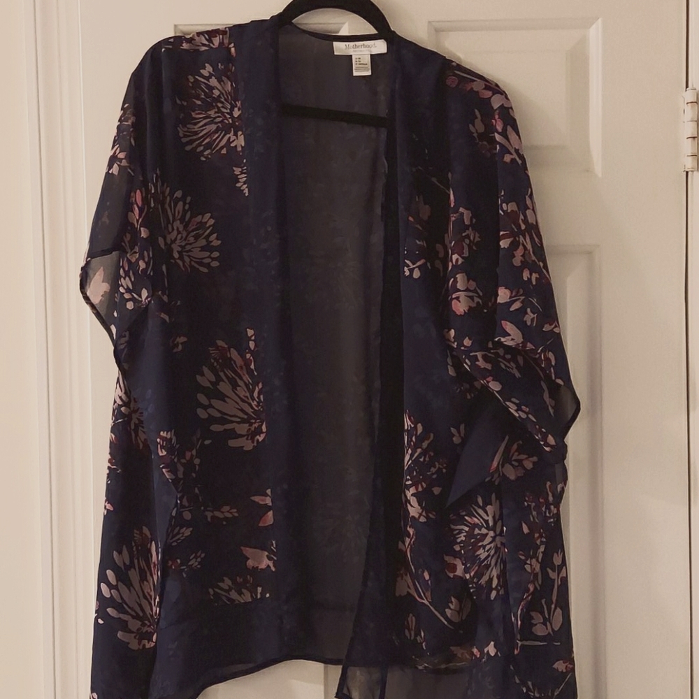 Navy Short sleeved sheer cardigan (Maternity)